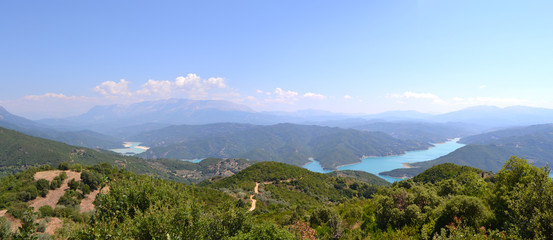 Fototapeta na wymiar Greek Panoramic Landscape with lake