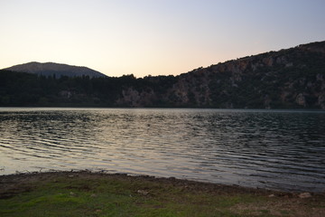 lake with sunset