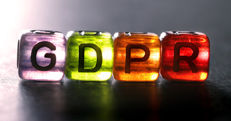 The colorful cube shiny of GDPR text , concept of announce for preparation to implement GDPR...