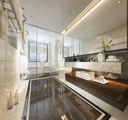 3d rendering luxury modern design bathroom and toilet