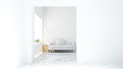 The interior relax space 3d rendering and minimal 