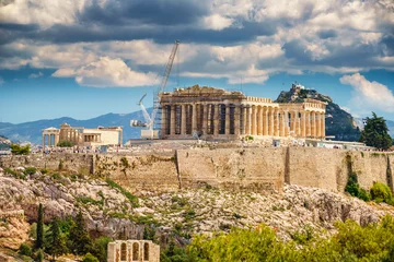 Fotobehang Parthenon, Akropolis van Athene, Griekenland op zomerdag © sborisov