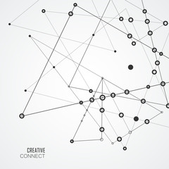 Vector connecting dots and lines, network geometric design with abstract background