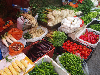 Fresh and organic vegetables at  farmers market.