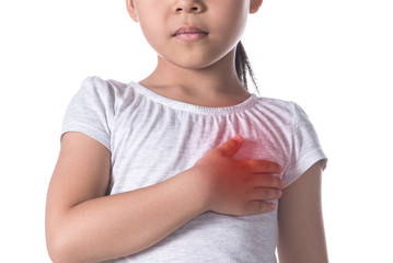 chest pain in child acute pain possible heart attack isolated on white background, healthy care concept