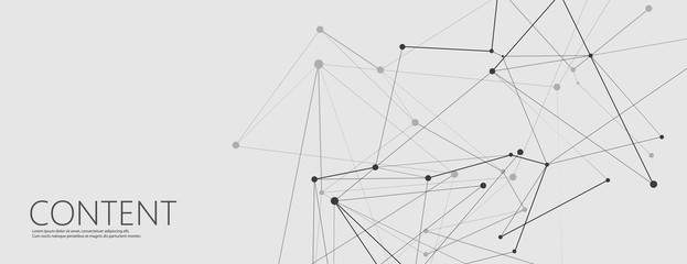 Chemistry, medicine, science and technology geometric abstract background. Molecular connected lines with dots. Polygonal futuristic structure on horizontal illustration