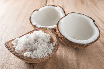coconut on old wooden background