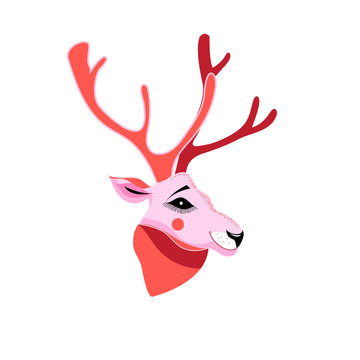 Vector illustration of deer portrait