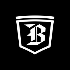 Abstract letter B shield logo design template. Premium nominal monogram business sign. Universal foundation vector icon.