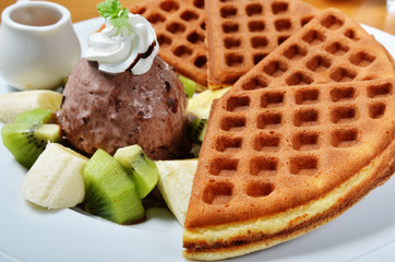 Close up of  waffle pancake 