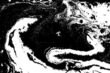 Black and white liquid texture. Hand drawn marbling illustration. Abstract vector background. Monochrome marble pattern.