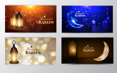 Ramadan Kareem greeting card banners set