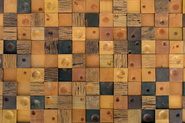 Wooden decorative wall in close up