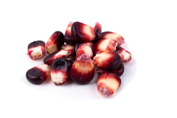 Fresh red sweet corns isolated on a white background