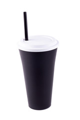 Black Disposable Cup for beverages isolated on white background
