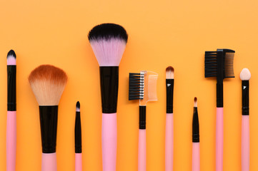 Set of makeup brushes for background