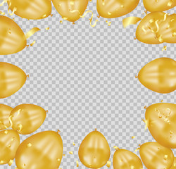 gold balloons, confetti and streamers