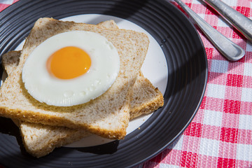 Healthy breakfast served above the dining table