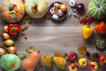 vegetables on wooden background