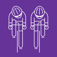 Modern Illustration of cyclists from front view.