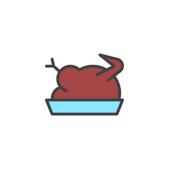 Fried turkey filled outline icon, line vector sign, linear colorful pictogram isolated on white. Cooked chicken symbol, logo illustration. Pixel perfect vector graphics