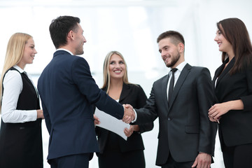 Fototapeta premium business team handshake and business partners