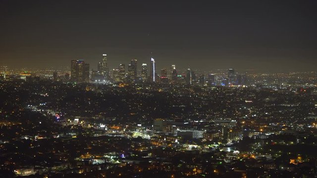 Los Angeles cityscape, skyline at night. View from Griffith park - August 2017: Los Angeles California, US