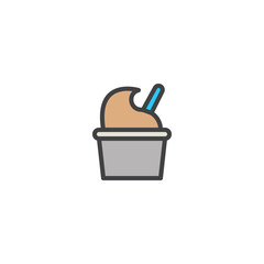 Ice cream cup filled outline icon, line vector sign, linear colorful pictogram isolated on white. Take away dessert food symbol, logo illustration. Pixel perfect vector graphics
