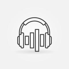 Music headphones with equalizer vector icon in outline style