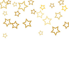 Magic gold stars confetti. Christmas and New Year falling stars background. Sparkling glitter celebration confetti decoration. Rich VIP premium design