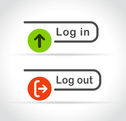 login and logout icons on white background