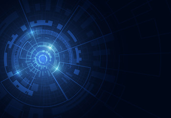 Abstract technology circle blue innovation concept on a dark background. Vector illustration