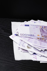 Big amount of Five hundred cash notes of European Union Currency background