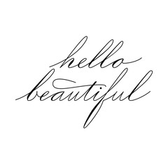 lettering hello beautiful phrase. handwriting of Spencerians