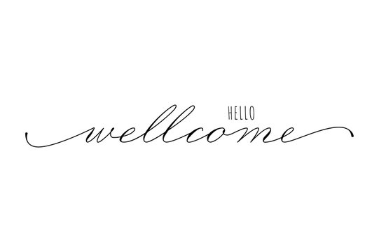 Lettering hello welcome wrote by handwriting of Spencerians . Hello welcome calligraphy.