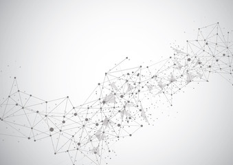 Abstract Polygonal Space Background with Connecting Dots and Lines. Vector Illustration