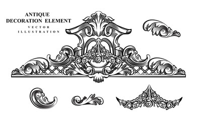 Vintage architectural Decoration elements for design. Vector illustration