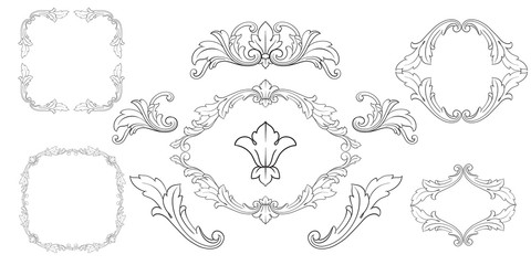 Vector baroque of vintage elements for design. 