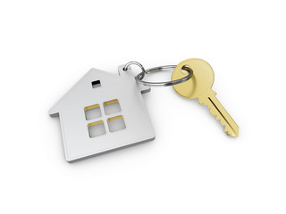 House's keys consept new home, 3d illustration