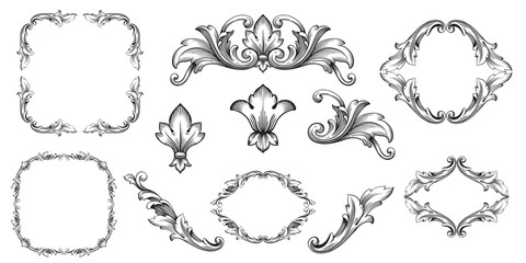 Vector baroque of vintage elements for design.  - obrazy, fototapety, plakaty