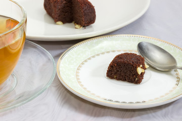 Very small piece of chocolate pastries, combating of excess weight