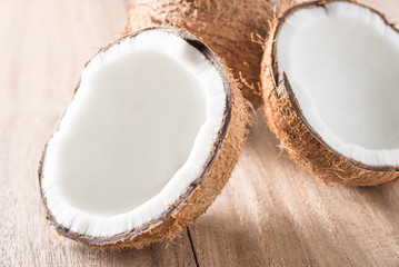 coconut on old wooden background