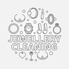 Jewellery cleaning vector llustration made with linear icons