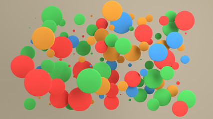 Colorful discs of random size on white background