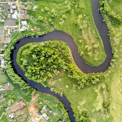 A winding river, top view