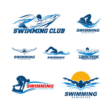 Set of Swimming logo designs vector, Creative Swimmer logo Vector