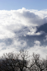 mountains in the clouds in the matese park