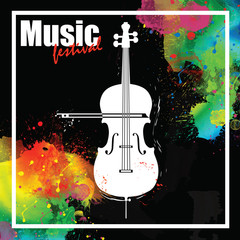 Rock festival design template with guitar