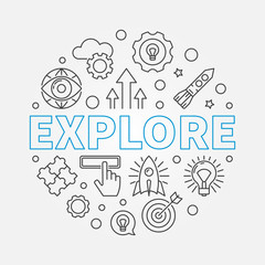 Explore vector round illustration in thin line style