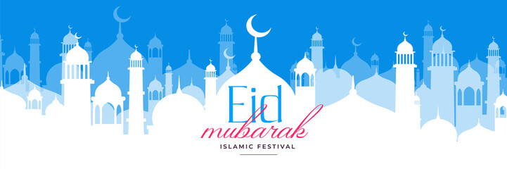 beautiful eid mosque scene design sale banner